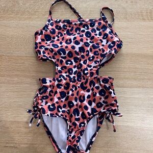 Cat & Jack Pink and Blue Animal Print Kids Swim One Piece